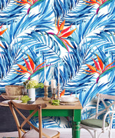 Palm Leaves and Birds Wallpaper